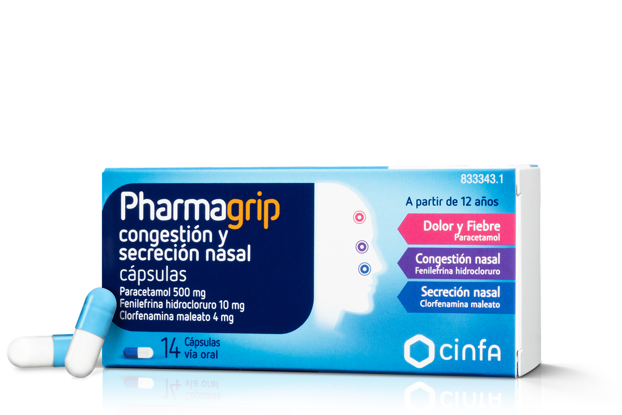 Caja del producto Pharmagrip cápsulas, de la gama Pharmagrip
